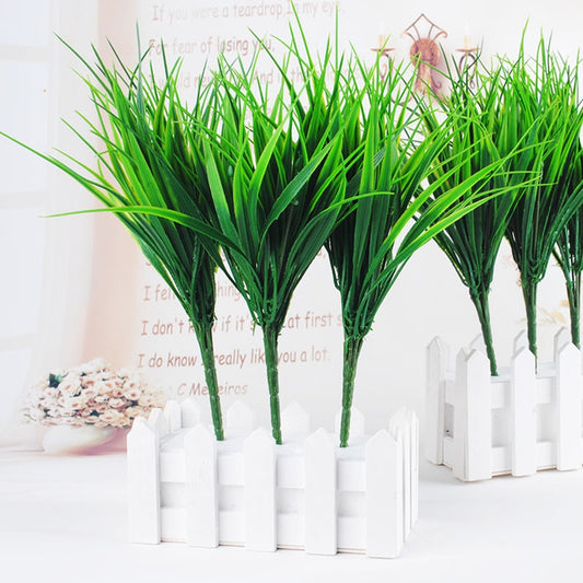 7-fork Green Imitation Plastic Artificial Grass Leaves Plant for  Engagement Wedding Home Decoration Clover Plants Table Decors